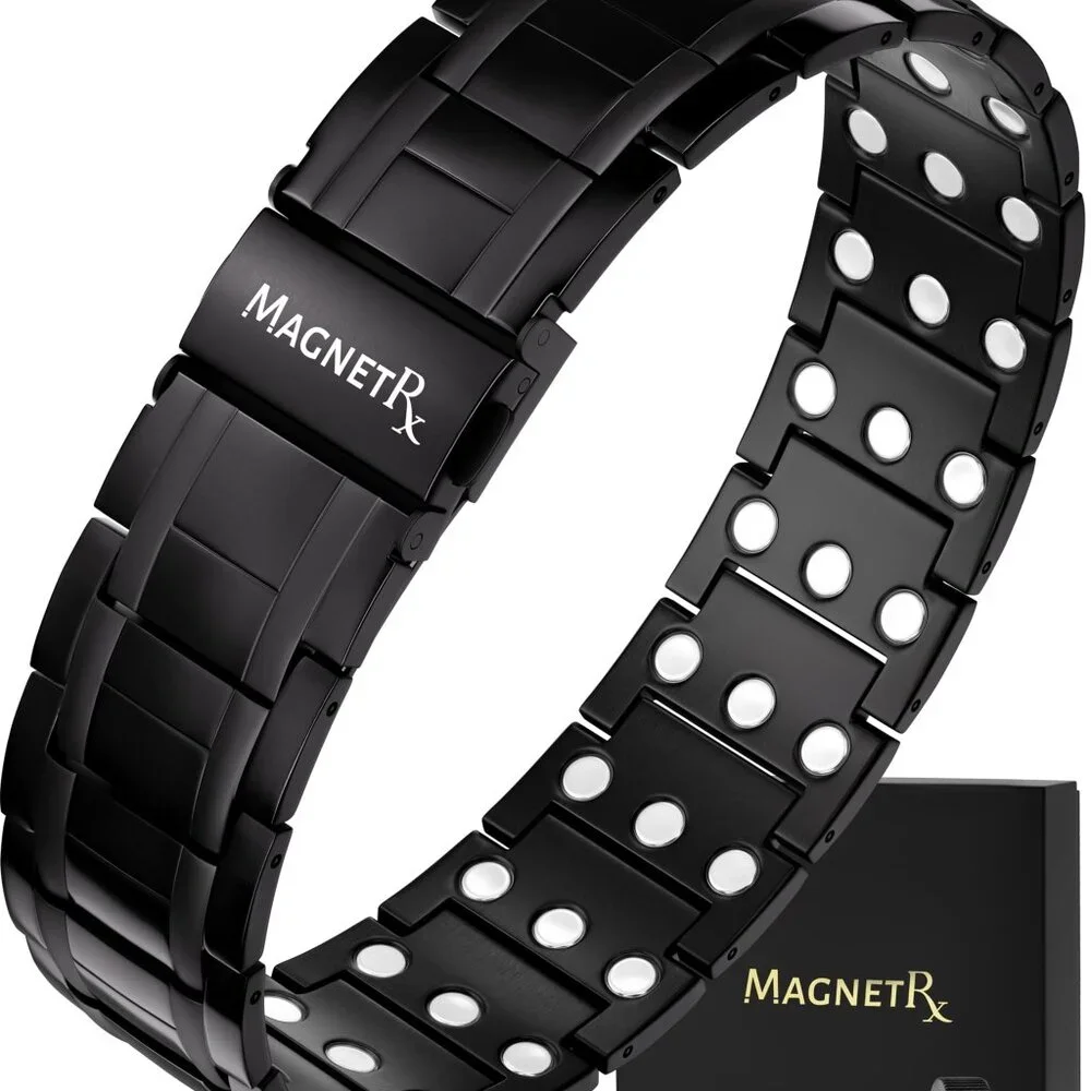 Men's Titanium Magnetic Bracelet with Adjustable Links & Gift Box